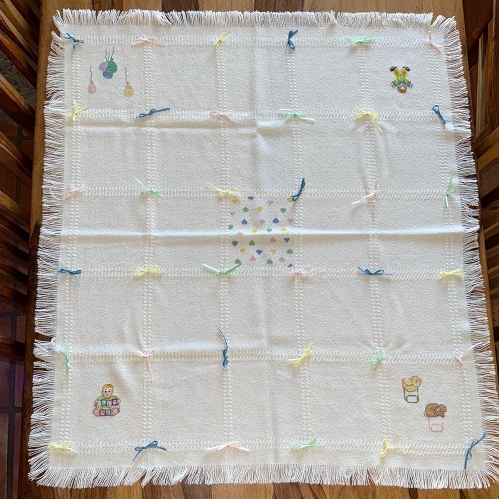 Hand Crafted Cross Stitch Baby Afghan